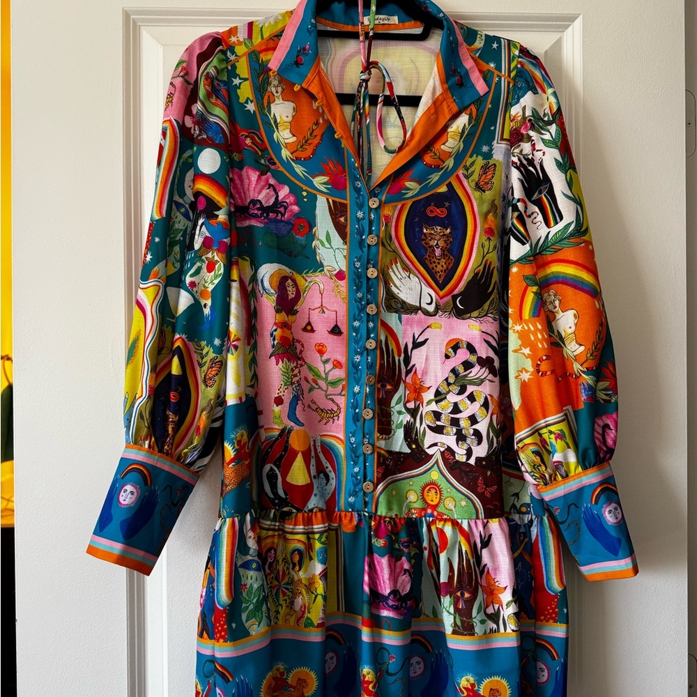 Sundayup Multicolor Printed Button-Front Mini Dre… - image 3